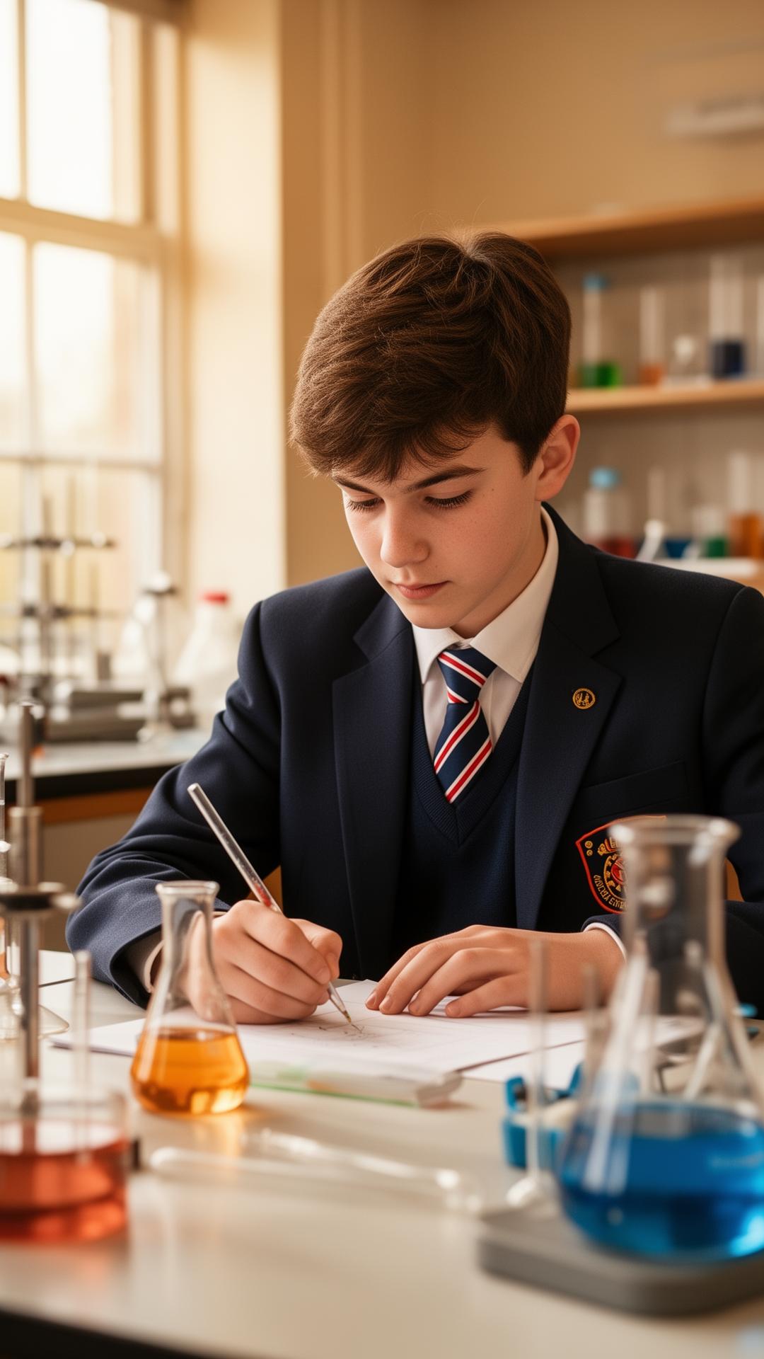 Lucton pupil in chemistry lesson